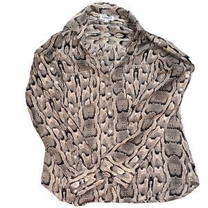 Express Portofino Women's XS Snake Print Collared Blouse Long Sleeve